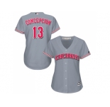 Women's Cincinnati Reds #13 Dave Concepcion Grey Road Stitched MLB Jersey
