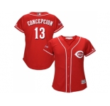 Women's Cincinnati Reds #13 Dave Concepcion Red Alternate Stitched MLB Jersey