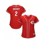 Women's Cincinnati Reds #2 Zack Cozart Red Alternate Stitched MLB Jersey