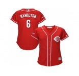 Women's Cincinnati Reds #6 Billy Hamilton Red Alternate Stitched MLB Jersey