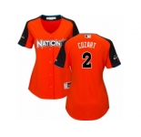 Women's Majestic Cincinnati Reds #2 Zack Cozart Replica Orange National League 2017 MLB All-Star MLB Jersey