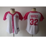 women mlb cincinnati reds #32 bruce white pink[2012]