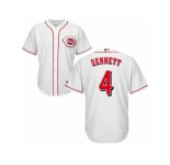 Youth Majestic Cincinnati Reds #4 Scooter Gennett Authentic White Home Cool Base MLB Jersey