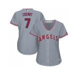 Women Los Angeles Angels #7 Zack Cozart Grey Road Stitched MLB Jersey