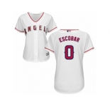 Women Majestic Los Angeles Angels of Anaheim #0 Yunel Escobar Authentic White Home Cool Base MLB Jersey