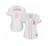 Women Majestic Los Angeles Angels of Anaheim #0 Yunel Escobar Replica White Fashion Cool Base MLB Jersey