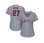 Women Majestic Los Angeles Angels of Anaheim #27 Darin Erstad Replica Grey Road Cool Base MLB Jersey