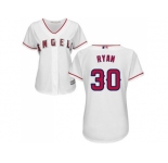 Women's Los Angeles Angels Of Anaheim #30 Nolan Ryan White Home Stitched MLB Jersey