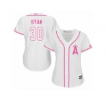 Women's Majestic Los Angeles Angels of Anaheim #30 Nolan Ryan Authentic White Fashion Cool Base MLB Jersey