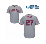 Youth Majestic Los Angeles Angels of Anaheim #27 Darin Erstad Replica Grey Road Cool Base MLB Jersey