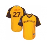 Youth Majestic Los Angeles Angels of Anaheim #27 Mike Trout Authentic Yellow 2016 All-Star American League BP Cool Base MLB Jersey