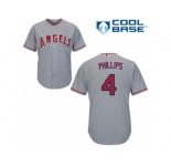 Youth Majestic Los Angeles Angels of Anaheim #4 Brandon Phillips Authentic Grey Road Cool Base MLB Jersey