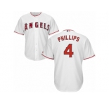 Youth Majestic Los Angeles Angels of Anaheim #4 Brandon Phillips Authentic White Home Cool Base MLB Jersey