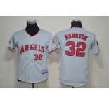 Youth mlb jerseys los angeles angels #32 hamilton grey[cool base]