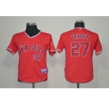 youth mlb los angeles angels #27 mike trout red