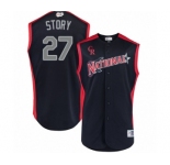 Youth Colorado Rockies #27 Trevor Story Authentic Navy Blue National League 2019 Baseball All-Star Jersey