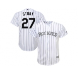 Youth Colorado Rockies #27 Trevor Story Majestic White Home Cool Base Player Jersey