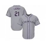 Youth Majestic Colorado Rockies #21 Jonathan Lucroy Replica Grey Road Cool Base MLB Jersey