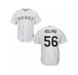 Youth Majestic Colorado Rockies #56 Greg Holland Authentic White Home Cool Base MLB Jersey