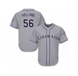 Youth Majestic Colorado Rockies #56 Greg Holland Replica Grey Road Cool Base MLB Jersey