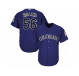 Youth Majestic Colorado Rockies #56 Greg Holland Replica Purple Alternate 1 Cool Base MLB Jersey
