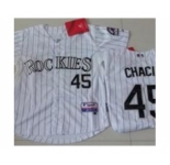 youth mlb colorado rockies #45 chacin white[blue stripe]