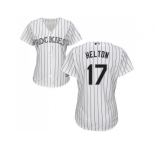 Women's Colorado Rockies #17 Todd Helton White Strip Home Stitched MLB Jersey