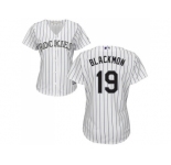 Women's Colorado Rockies #19 Charlie Blackmon White Strip Home Stitched MLB Jersey