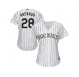 Women's Colorado Rockies #28 Nolan Arenado Majestic White Purple Home Cool Base Jersey
