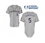 Women's Colorado Rockies #5 Carlos Gonzalez Grey Road Stitched MLB Jersey