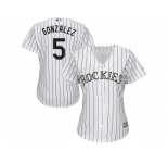Women's Colorado Rockies #5 Carlos Gonzalez Majestic White Home Cool Base Jersey