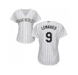 Women's Colorado Rockies #9 DJ LeMahieu White Strip Home Stitched MLB Jersey