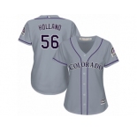 Women's Majestic Colorado Rockies #56 Greg Holland Replica Grey Road Cool Base MLB Jersey
