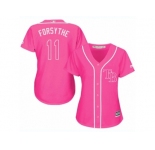 Women's Majestic Tampa Bay Rays #11 Logan Forsythe Replica Pink Fashion Cool Base MLB Jersey