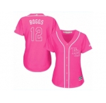Women's Majestic Tampa Bay Rays #12 Wade Boggs Replica Pink Fashion Cool Base MLB Jersey