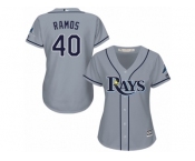 Women's Majestic Tampa Bay Rays #40 Wilson Ramos Authentic Grey Road Cool Base MLB Jersey
