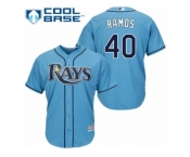 Women's Majestic Tampa Bay Rays #40 Wilson Ramos Authentic Light Blue Alternate 2 Cool Base MLB Jersey