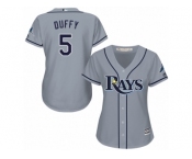 Women's Majestic Tampa Bay Rays #5 Matt Duffy Authentic Grey Road Cool Base MLB Jersey