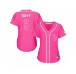 Women's Majestic Tampa Bay Rays #5 Matt Duffy Replica Pink Fashion Cool Base MLB Jersey