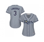 Women's Tampa Bay Rays #3 Evan Longoria Grey Road Stitched MLB Jersey