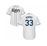 Youth Tampa Bay Rays #33 Derek Norris White Cool Base Stitched MLB Jersey