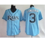 youth mlb tampa bay rays #3 longoria lt blue