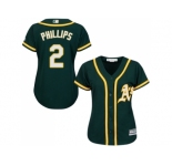 Women's Oakland Athletics #2 Tony Phillips Green Alternate Stitched MLB Jersey