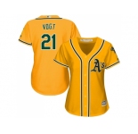 Women's Oakland Athletics #21 Stephen Vogt Gold Alternate Stitched MLB Jersey