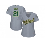 Women's Oakland Athletics #21 Stephen Vogt Grey Road Stitched MLB Jersey