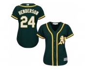 Women's Oakland Athletics #24 Rickey Henderson Green Alternate Stitched MLB Jersey
