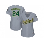 Women's Oakland Athletics #24 Rickey Henderson Grey Road Stitched MLB Jersey