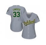 Women's Oakland Athletics #33 Jose Canseco Grey Road Stitched MLB Jersey
