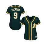Women's Oakland Athletics #9 Reggie Jackson Green Alternate Stitched MLB Jersey