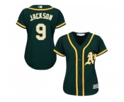 Women's Oakland Athletics #9 Reggie Jackson Green Alternate Stitched MLB Jersey